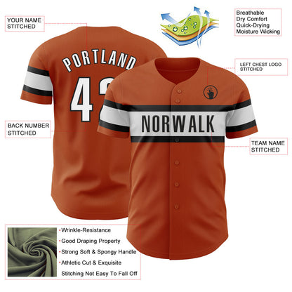 Custom Texas Orange White-Black Authentic Baseball Jersey - Sky-Custom