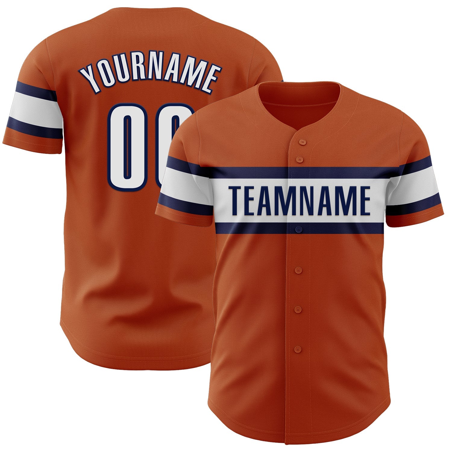 Custom Texas Orange White-Navy Authentic Baseball Jersey - Sky-Custom