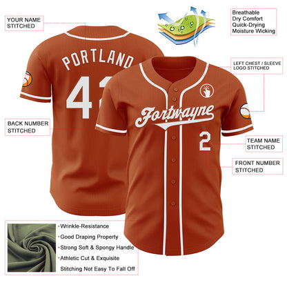 Custom Texas Orange White Authentic Baseball Jersey - Sky-Custom