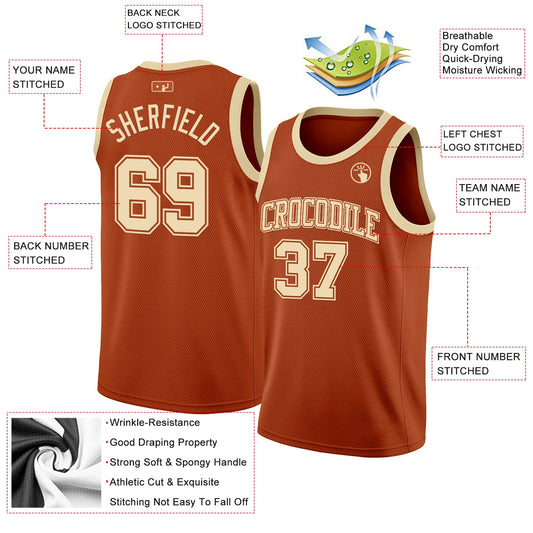 Custom Texas Orange Cream Authentic Basketball Jersey - Sky-Custom