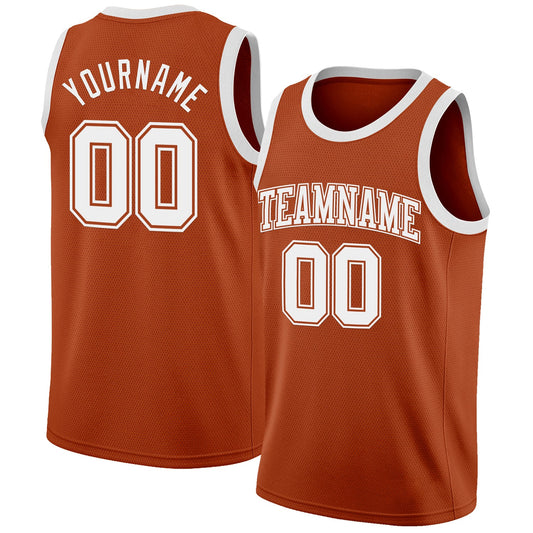 Custom Texas Orange White Authentic Basketball Jersey - Sky-Custom