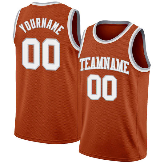 Custom Texas Orange White-Gray Authentic Basketball Jersey - Sky-Custom