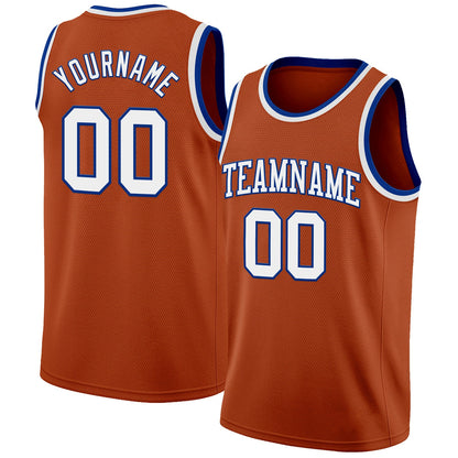 Custom Texas Orange White-Royal Authentic Basketball Jersey - Sky-Custom