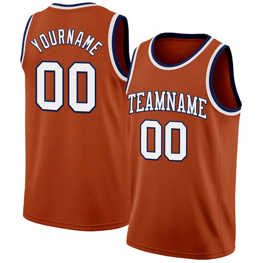 Custom Texas Orange White-Navy Authentic Basketball Jersey - Sky-Custom