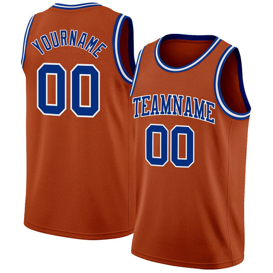 Custom Texas Orange Royal-White Authentic Basketball Jersey - Sky-Custom