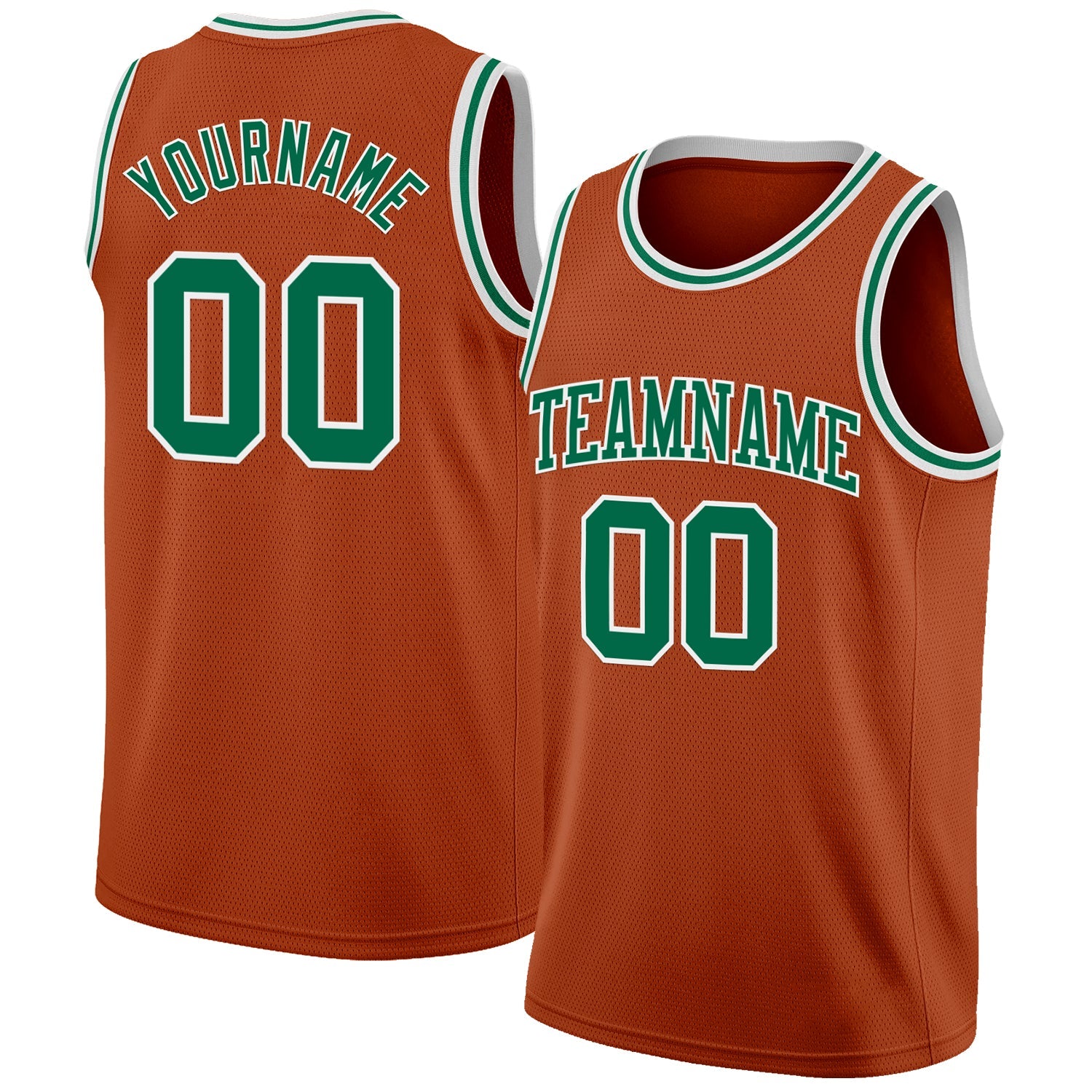 Custom Texas Orange Kelly Green-White Authentic Basketball Jersey - Sky-Custom