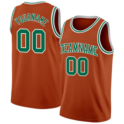Custom Texas Orange Kelly Green-White Authentic Basketball Jersey - Sky-Custom