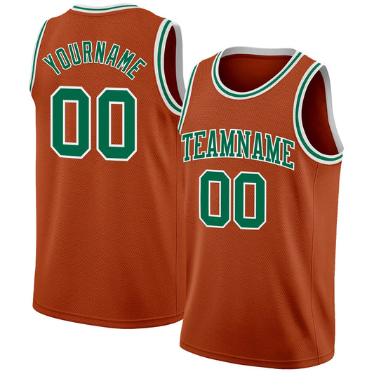 Custom Texas Orange Kelly Green-White Authentic Basketball Jersey - Sky-Custom