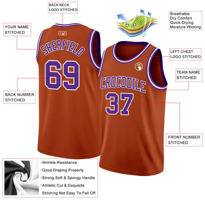 Custom Texas Orange Purple-White Authentic Basketball Jersey - Sky-Custom