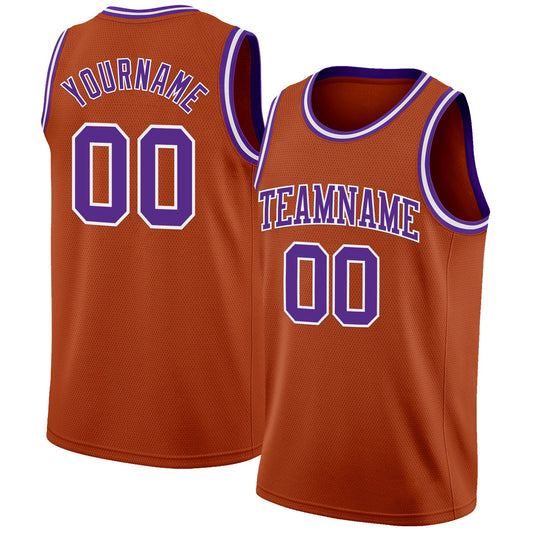 Custom Texas Orange Purple-White Authentic Basketball Jersey - Sky-Custom