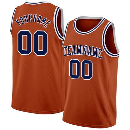 Custom Texas Orange Navy-White Authentic Basketball Jersey - Sky-Custom