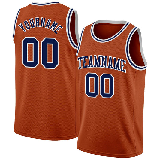 Custom Texas Orange Navy-White Authentic Basketball Jersey - Sky-Custom