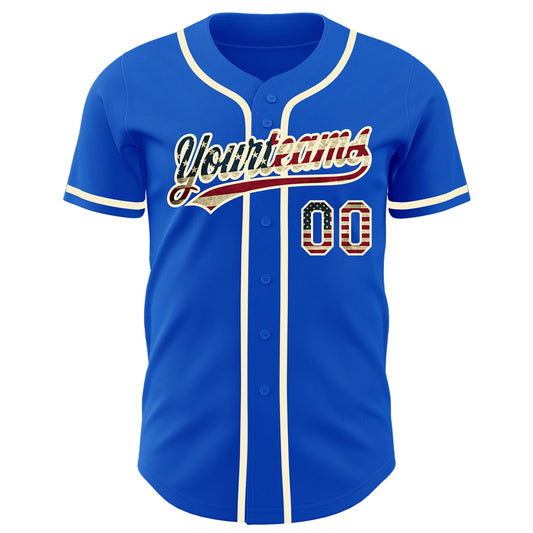 Custom Thunder Blue Vintage USA Flag-Cream Authentic Baseball Jersey - Sky-Custom