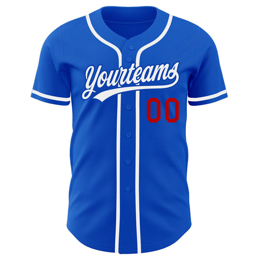Custom Thunder Blue White-Red Authentic Baseball Jersey - Sky-Custom
