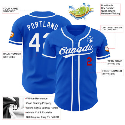 Custom Thunder Blue White-Red Authentic Baseball Jersey - Sky-Custom