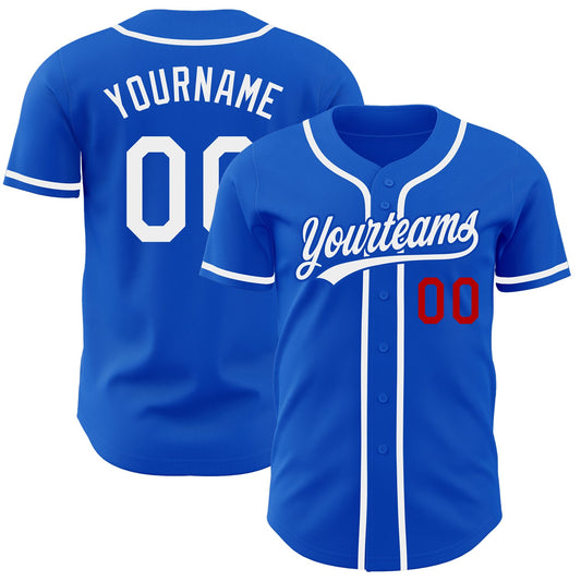 Custom Thunder Blue White-Red Authentic Baseball Jersey - Sky-Custom