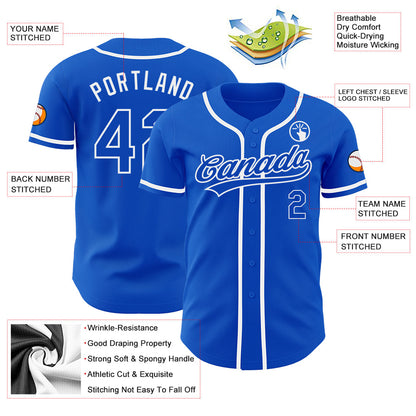 Custom Thunder Blue White Authentic Baseball Jersey - Sky-Custom