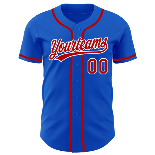 Custom Thunder Blue Red-White Authentic Baseball Jersey - Sky-Custom