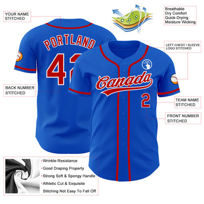 Custom Thunder Blue Red-White Authentic Baseball Jersey - Sky-Custom
