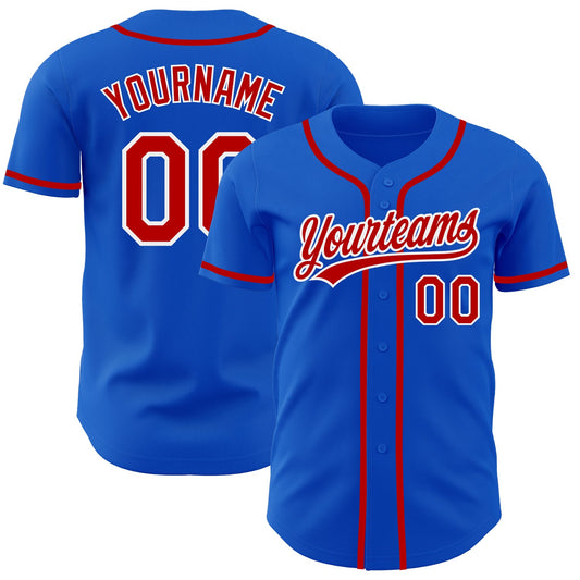 Custom Thunder Blue Red-White Authentic Baseball Jersey - Sky-Custom
