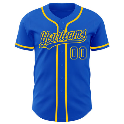Custom Thunder Blue Yellow Authentic Baseball Jersey - Sky-Custom