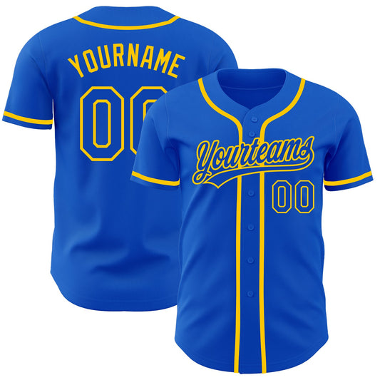 Custom Thunder Blue Yellow Authentic Baseball Jersey - Sky-Custom