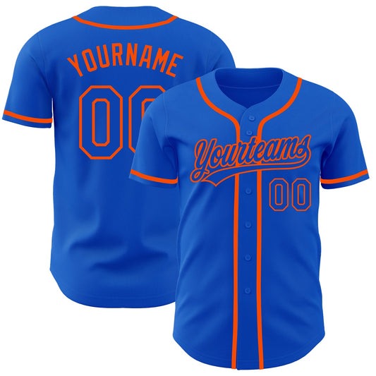 Custom Thunder Blue Orange Authentic Baseball Jersey - Sky-Custom