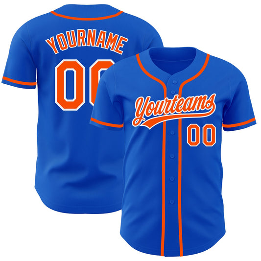 Custom Thunder Blue Orange-White Authentic Baseball Jersey - Sky-Custom