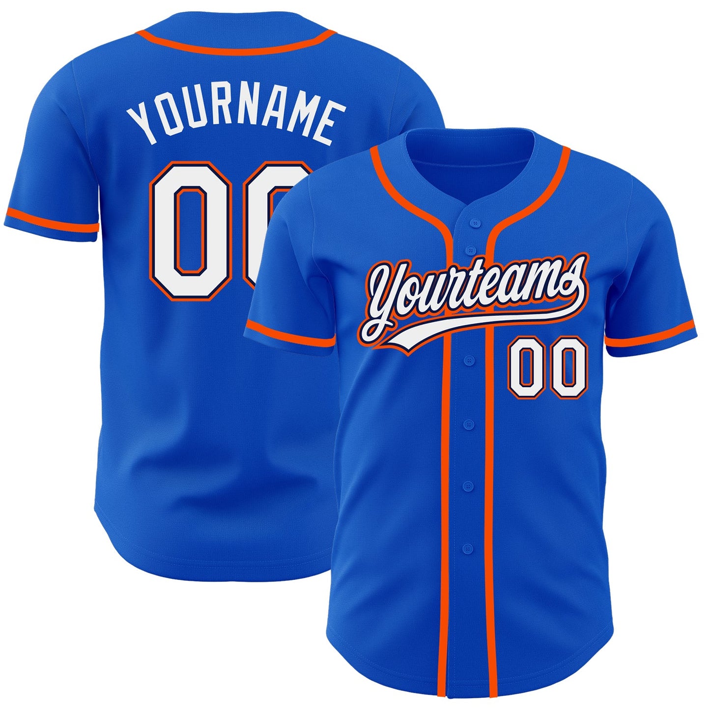 Custom Thunder Blue White Navy-Orange Authentic Baseball Jersey - Sky-Custom