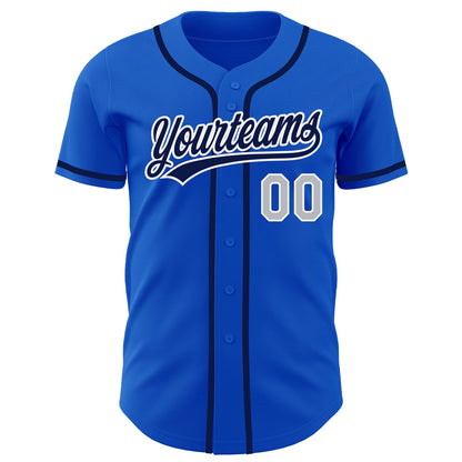 Custom Thunder Blue Gray-Navy Authentic Baseball Jersey - Sky-Custom