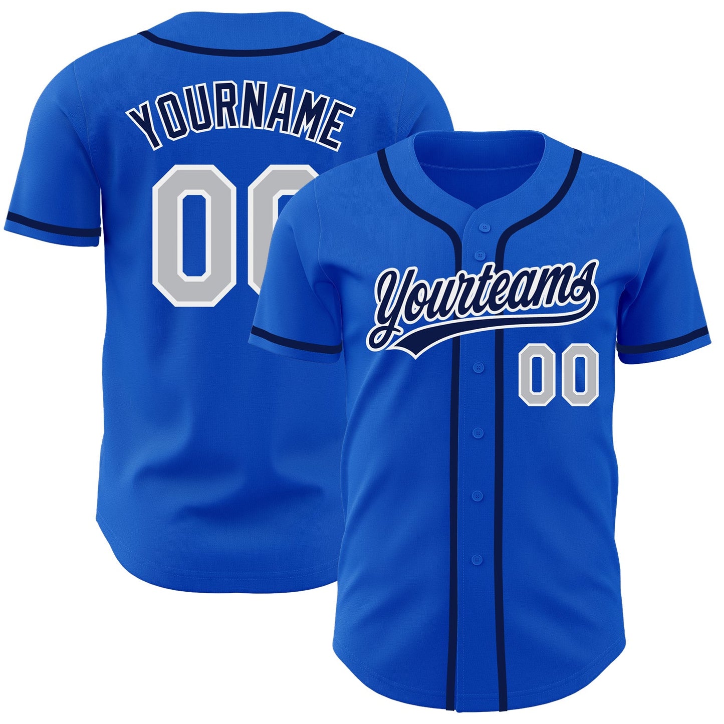 Custom Thunder Blue Gray-Navy Authentic Baseball Jersey - Sky-Custom