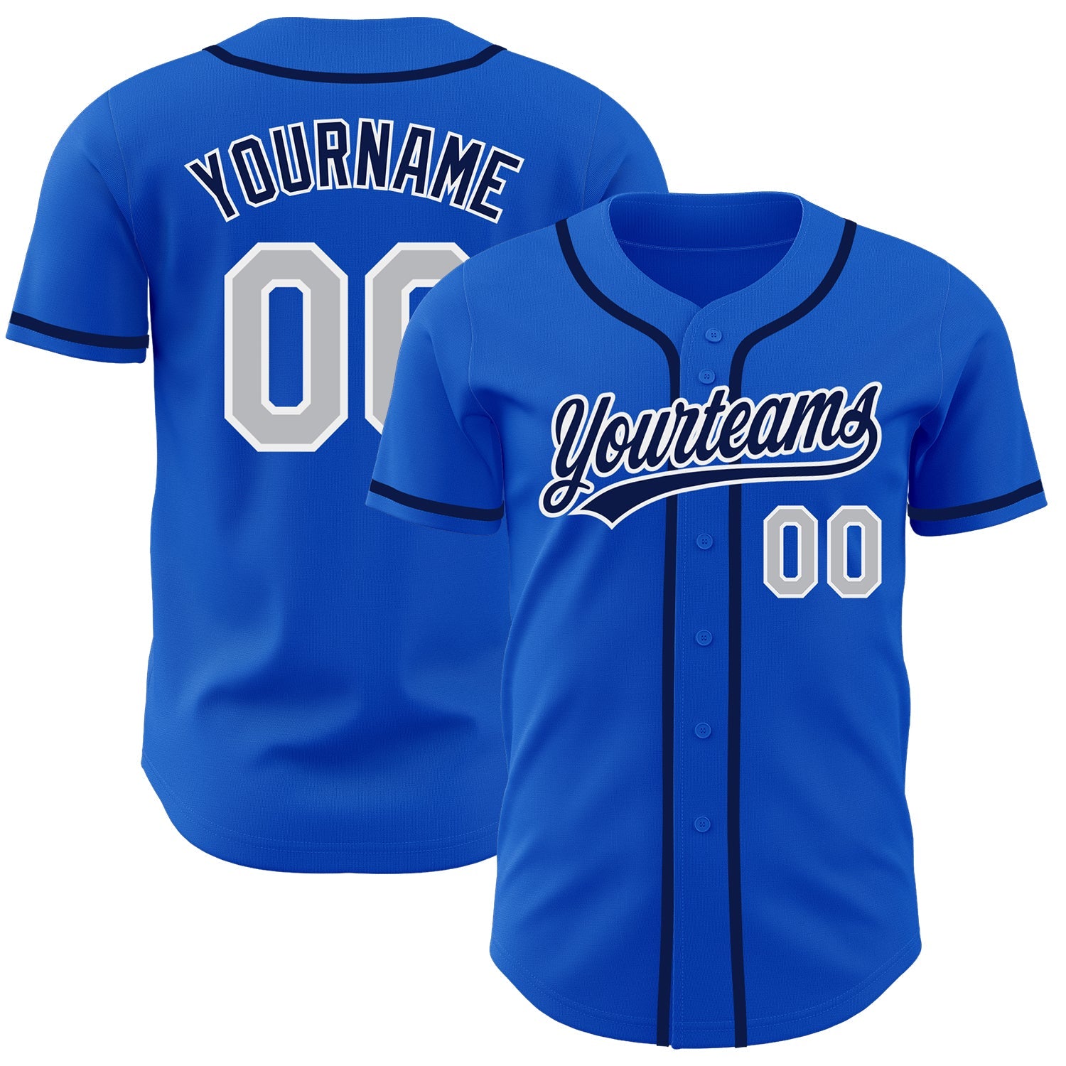 Custom Thunder Blue Gray-Navy Authentic Baseball Jersey - Sky-Custom
