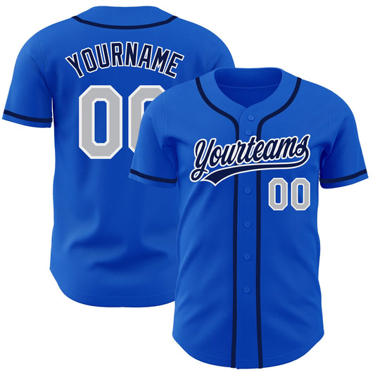 Custom Thunder Blue Gray-Navy Authentic Baseball Jersey - Sky-Custom