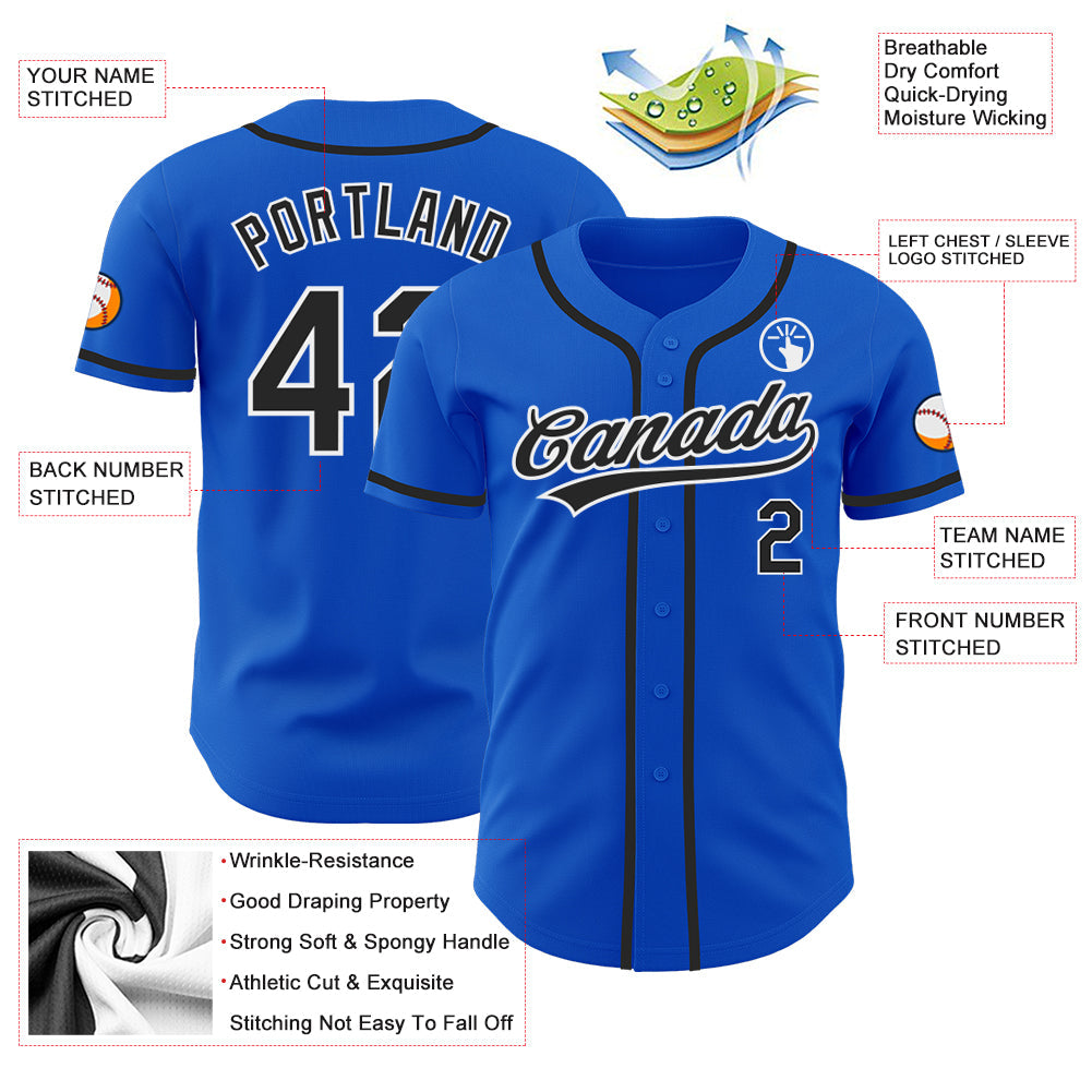 Custom Thunder Blue Black-White Authentic Baseball Jersey - Sky-Custom
