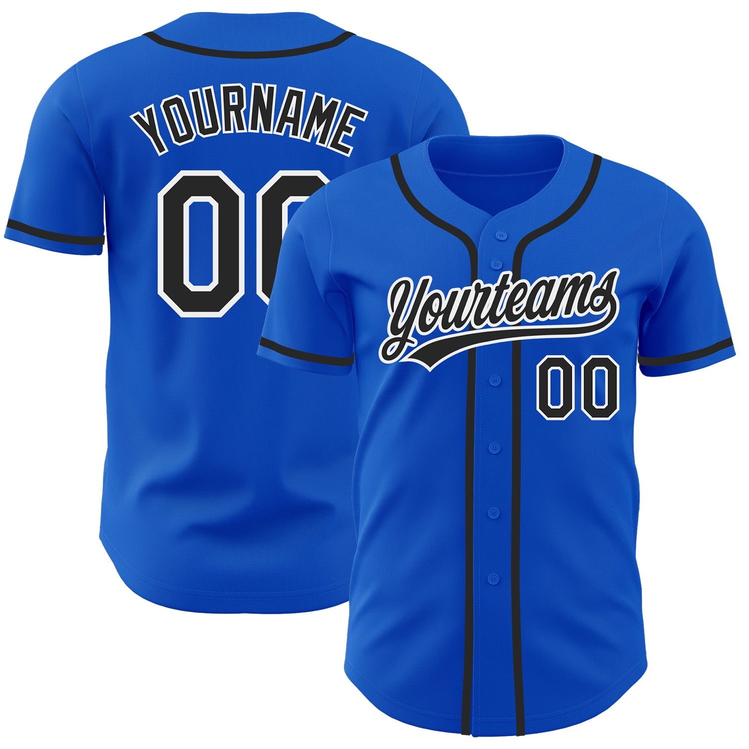Custom Thunder Blue Black-White Authentic Baseball Jersey - Sky-Custom