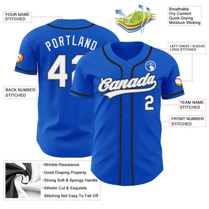 Custom Thunder Blue White Gray-Black Authentic Baseball Jersey - Sky-Custom