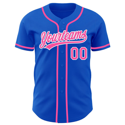 Custom Thunder Blue Pink-White Authentic Baseball Jersey - Sky-Custom