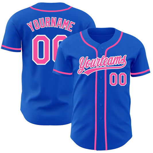 Custom Thunder Blue Pink-White Authentic Baseball Jersey - Sky-Custom