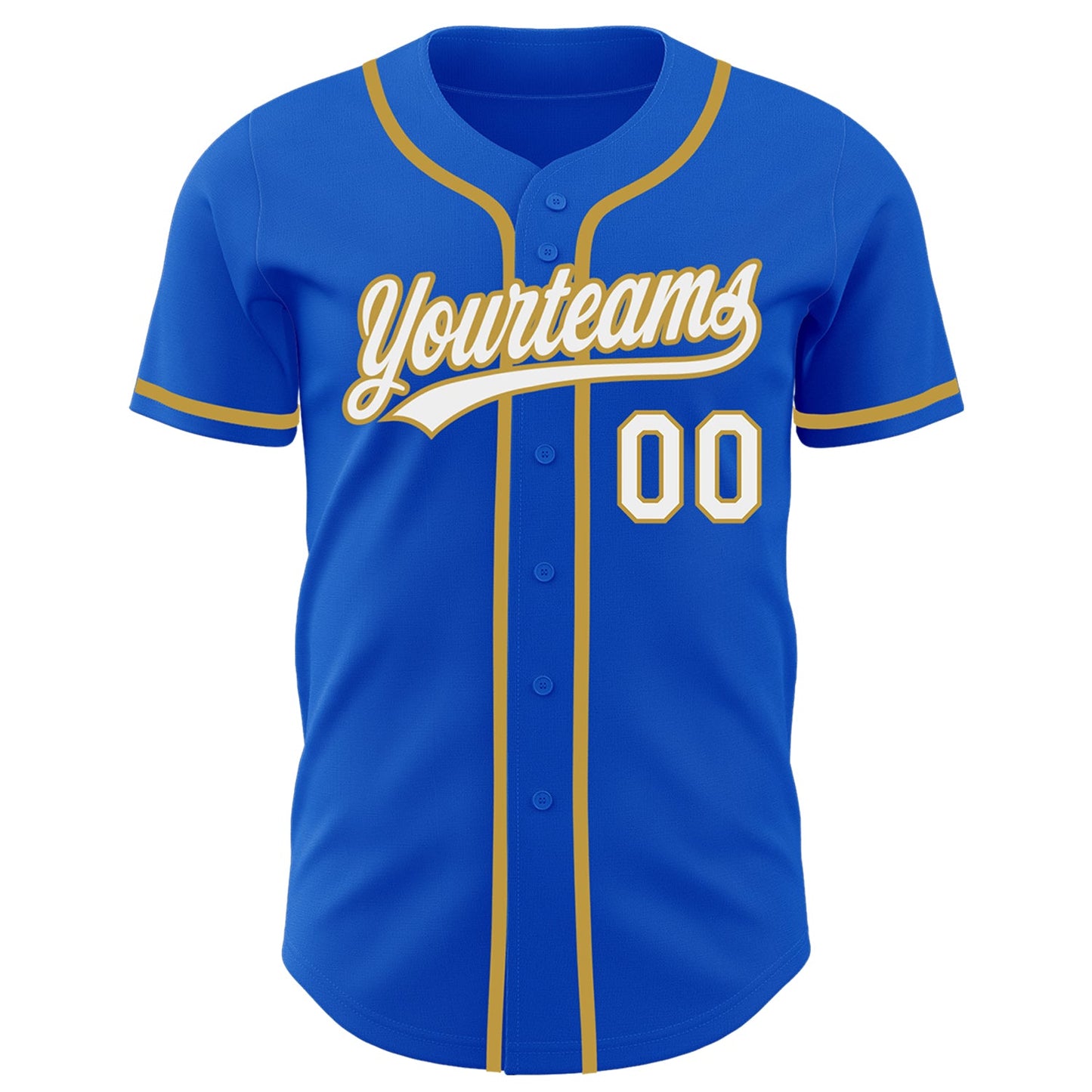 Custom Thunder Blue White-Old Gold Authentic Baseball Jersey - Sky-Custom