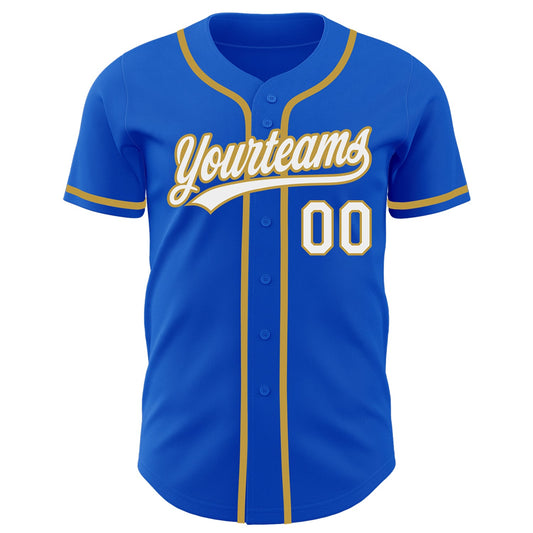 Custom Thunder Blue White-Old Gold Authentic Baseball Jersey - Sky-Custom
