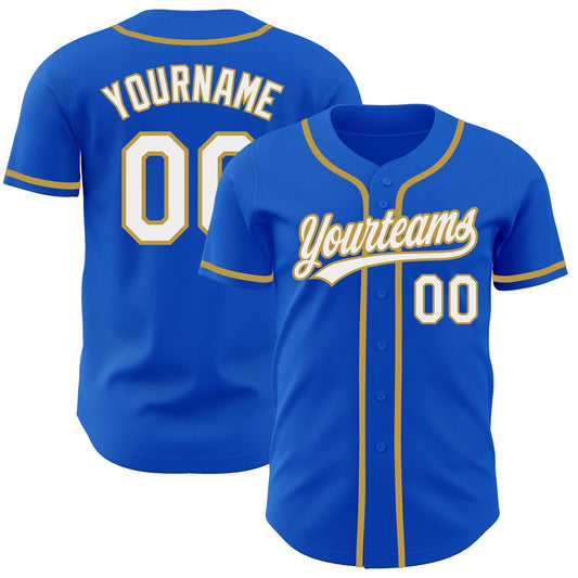 Custom Thunder Blue White-Old Gold Authentic Baseball Jersey - Sky-Custom