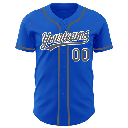 Custom Thunder Blue Steel Gray-White Authentic Baseball Jersey - Sky-Custom