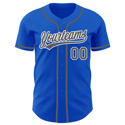Custom Thunder Blue Steel Gray-White Authentic Baseball Jersey - Sky-Custom