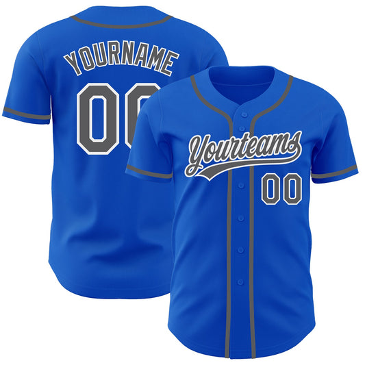 Custom Thunder Blue Steel Gray-White Authentic Baseball Jersey - Sky-Custom