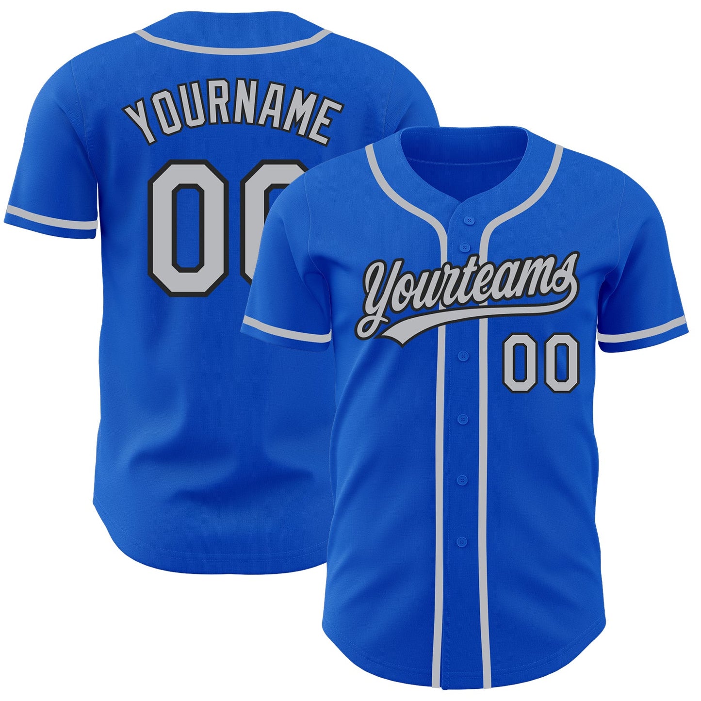 Custom Thunder Blue Gray-Black Authentic Baseball Jersey - Sky-Custom