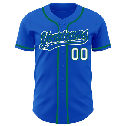 Custom Thunder Blue White-Kelly Green Authentic Baseball Jersey - Sky-Custom