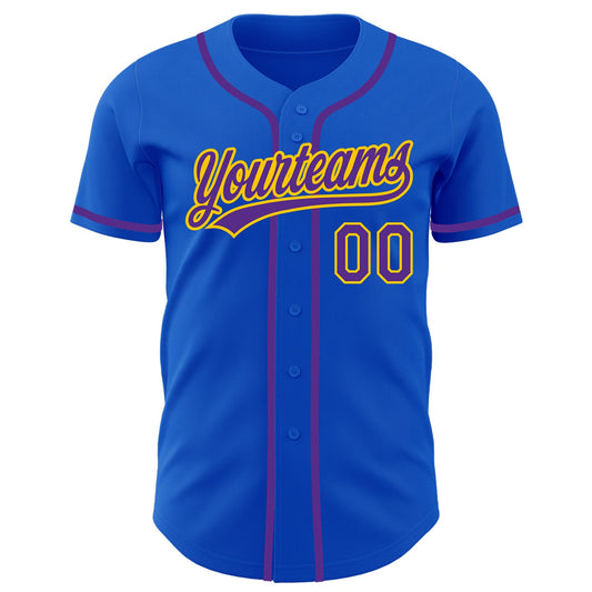 Custom Thunder Blue Purple-Yellow Authentic Baseball Jersey - Sky-Custom