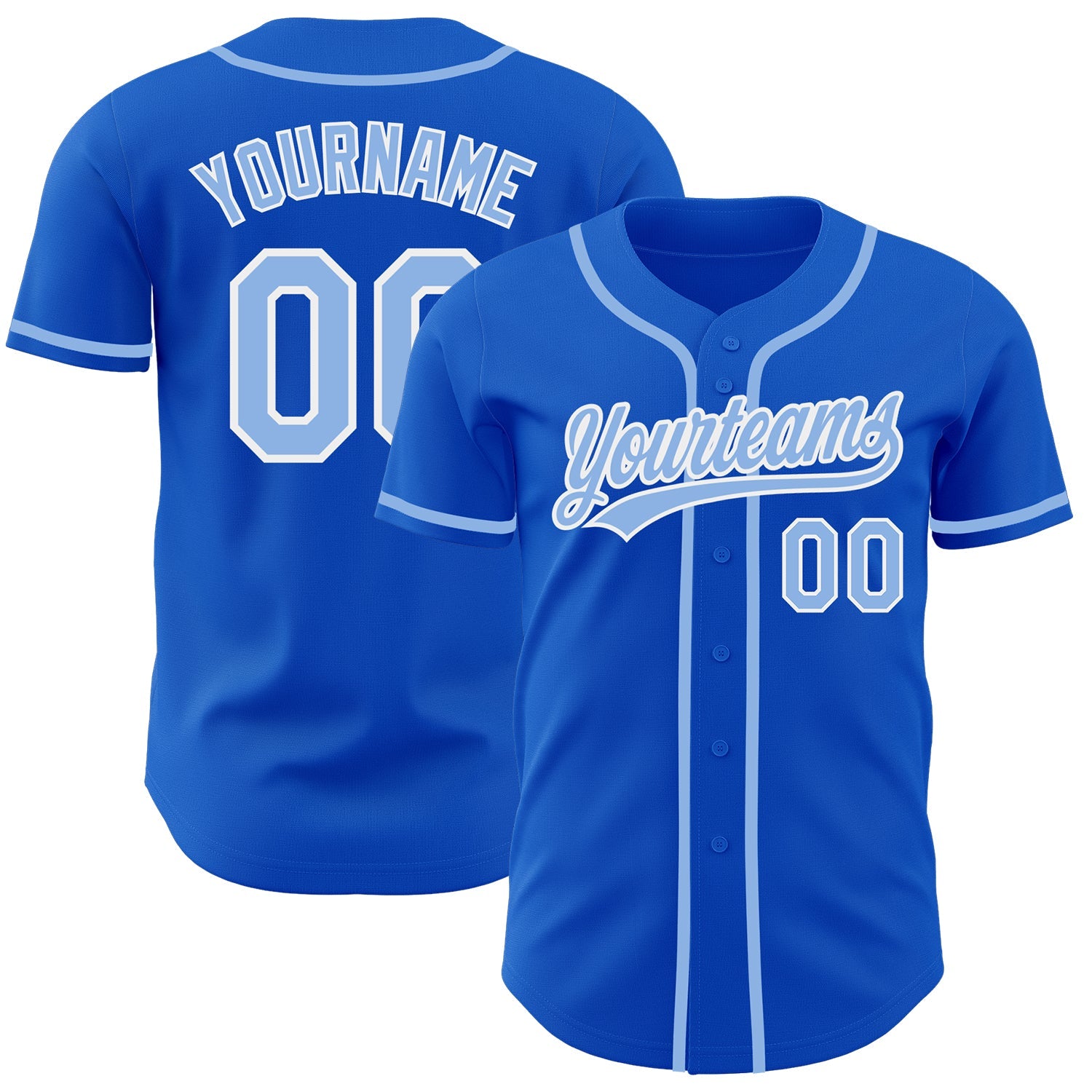 Custom Thunder Blue Light Blue-White Authentic Baseball Jersey - Sky-Custom