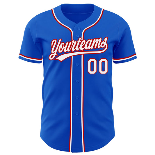 Custom Thunder Blue White-Red Authentic Baseball Jersey - Sky-Custom
