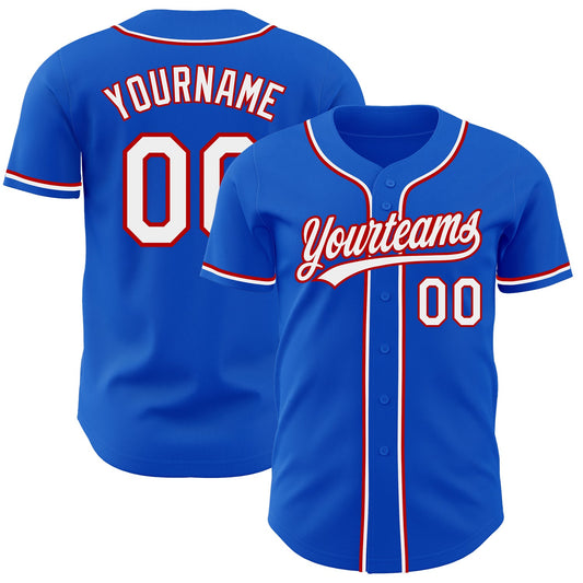 Custom Thunder Blue White-Red Authentic Baseball Jersey - Sky-Custom